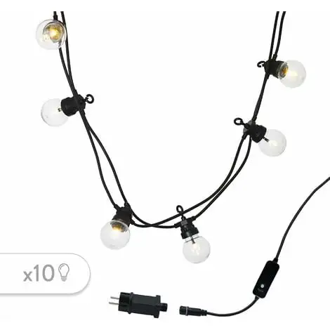 LUMISKY Guirlande Lumineuse Extérieur Connectable 10 Globes Guinguette Transparents LED Blanc Chaud PARTY CLEAR 5.70m 8 Modes 1 LUMISKY Guirlande Lumineuse Extérieur Connectable 10 Globes Guinguette Transparents LED Blanc Chaud PARTY CLEAR 5.70m 8 Modes