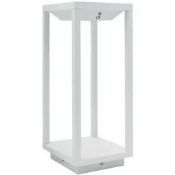 LUMISKY Lanterne Solaire Blanc Chic En Aluminium à Planter à Poser Ou à Fixer Au Sol LED Blanc Chaud HYDRA H34cm Avec Interrupteur