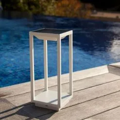 LUMISKY Lanterne Solaire Blanc Chic En Aluminium à Planter à Poser Ou à Fixer Au Sol LED Blanc Chaud HYDRA H34cm Avec Interrupteur -Lumisky Soldes Magasin 15928441 4