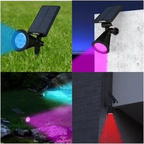 LUMISKY Pack De 2 Spots Solaires Extérieur étanches - 4 LEDs Colorées - 200 Lm - Tete Pivotante A 90°C 3 LUMISKY Pack De 2 Spots Solaires Extérieur étanches - 4 LEDs Colorées - 200 Lm - Tete Pivotante A 90°C – Image 3