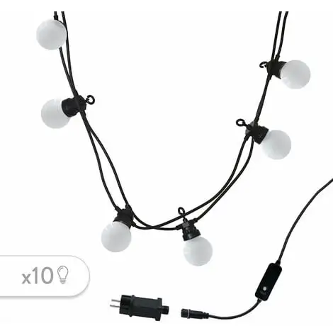 LUMISKY Guirlande Lumineuse Extérieur Connectable 10 Globes Guinguette LED Blanc Chaud PARTY MILKY 5.70m 8 Modes 1 LUMISKY Guirlande Lumineuse Extérieur Connectable 10 Globes Guinguette LED Blanc Chaud PARTY MILKY 5.70m 8 Modes