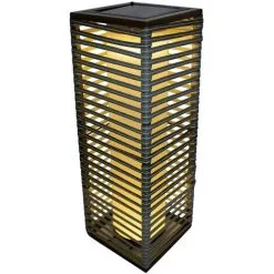 LUMISKY Lampe Solaire Décorative Poly Rotin Taupe LED Blanc STRIPY H44cm -Lumisky Soldes Magasin 18513332 3