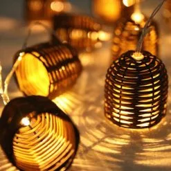 LUMISKY Guirlande Lumineuse Solaire 10 Abat-jour Poly Rotin LED Blanc Chaud FORMENTERA 3.80m -Lumisky Soldes Magasin 19868424 5