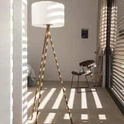 LUMISKY Lampadaire Trépied Sans Fil Design Scandinave Couleur Bois Extérieur LED Blanc Chaud/blanc Dimmable TAMBOURY WOOD H155cm -Lumisky Soldes Magasin 22926715 3