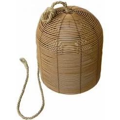 LUMISKY Suspension Nomade Poly Rotin Avec Corde LED Blanc Chaud/blanc Dimmable HANG BOHEME H35cm