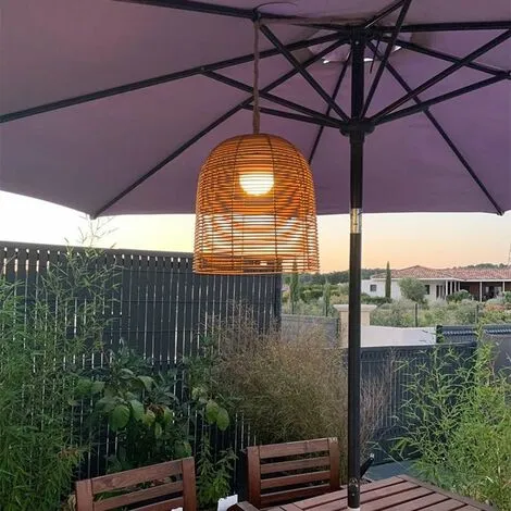 LUMISKY Suspension Nomade Poly Rotin Avec Corde LED Blanc Chaud/blanc Dimmable HANG BOHEME H35cm 5 LUMISKY Suspension Nomade Poly Rotin Avec Corde LED Blanc Chaud/blanc Dimmable HANG BOHEME H35cm – Image 5