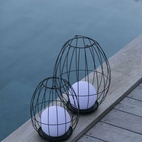 LUMISKY Lanterne Cage Sans Fil LED SUNSET W36 Noir Métal H38CM - Noir 3 LUMISKY Lanterne Cage Sans Fil LED SUNSET W36 Noir Métal H38CM - Noir – Image 3
