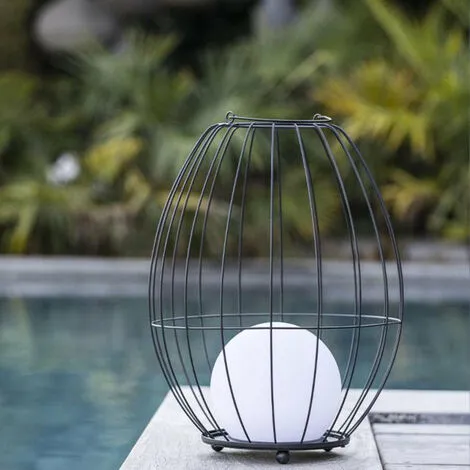 LUMISKY Lanterne Cage Sans Fil LED SUNSET W36 Noir Métal H38CM - Noir 4 LUMISKY Lanterne Cage Sans Fil LED SUNSET W36 Noir Métal H38CM - Noir – Image 4