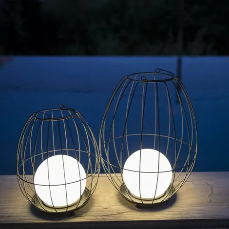 LUMISKY Lanterne Cage Sans Fil LED SUNSET W36 Noir Métal H38CM - Noir 5 LUMISKY Lanterne Cage Sans Fil LED SUNSET W36 Noir Métal H38CM - Noir – Image 5