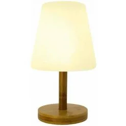 LUMISKY Lampe De Table Sans Fil Pied En Bambou Naturel LED Blanc Chaud/blanc Dimmable STANDY MINI WOOD H25cm