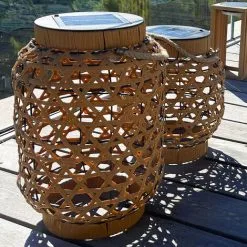 LUMISKY Lanterne Solaire Décorative CAPRI XL Beige Polyrotin H41cm - Beige -Lumisky Soldes Magasin 42224661 5