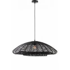 LUMISKY Suspension ALBA BLACK En Corde De Papier Naturelle Avec Monture électrique E27 80 Cm Diamètre