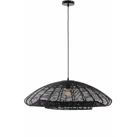 LUMISKY Suspension ALBA BLACK En Corde De Papier Naturelle Avec Monture électrique E27 80 Cm Diamètre 1 LUMISKY Suspension ALBA BLACK En Corde De Papier Naturelle Avec Monture électrique E27 80 Cm Diamètre