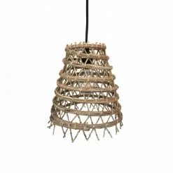 LUMISKY Abat Jour ZAKARI En Fibre De Palmier Dattier Naturelle Bohème Pour Monture électrique E27 H30 Cm