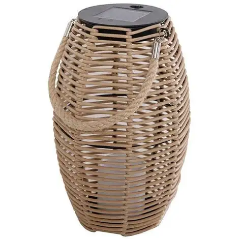 LUMISKY Lanterne Solaire Décorative En Corde Polyrotin LED Blanc Chaud ZAIA H28cm 1 LUMISKY Lanterne Solaire Décorative En Corde Polyrotin LED Blanc Chaud ZAIA H28cm