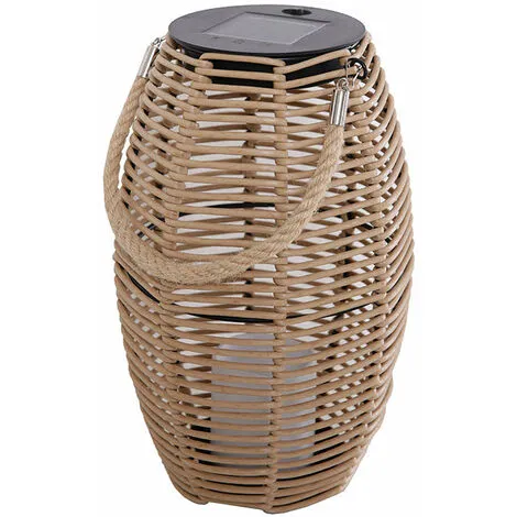 LUMISKY Lanterne Solaire Décorative En Corde Polyrotin LED Blanc Chaud ZAIA H28cm 2 LUMISKY Lanterne Solaire Décorative En Corde Polyrotin LED Blanc Chaud ZAIA H28cm – Image 2