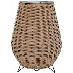 LUMISKY Lampe Solaire Décorative LED Blanc Chaud MADERE En Polyrotin H38cm