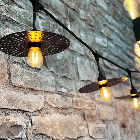 LUMISKY Guirlande Lumineuse Extérieur Avec Abat-jour à Trou En Métal 10 Ampoules à Filament Vintage Douille E27 LED Blanc Chaud PLANET LIGHT 6m 5 LUMISKY Guirlande Lumineuse Extérieur Avec Abat-jour à Trou En Métal 10 Ampoules à Filament Vintage Douille E27 LED Blanc Chaud PLANET LIGHT 6m – Image 5