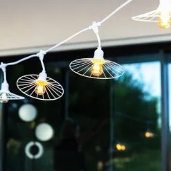 LUMISKY Guirlande Lumineuse Extérieur Avec Abat-jour En Acier Effet Cage 10 Ampoules à Filament Douille E27 LED Blanc Chaud CHIC WHITE LIGHT 6m -Lumisky Soldes Magasin 52722283 3