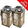 LUMISKY Lot De 2 Lanternes Lumineuses En Bois Solaires OAKY