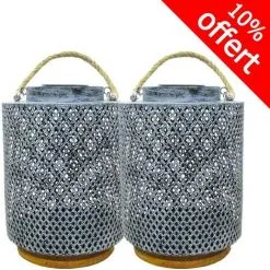 LUMISKY Lot De 2 Lanternes Lumineuses Solaires En Métal BALI