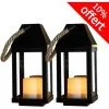 LUMISKY Lot De 2 Lanternes Lumineuses Solaires Blanc Chaud CHANDELY